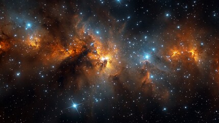 Obraz premium Cosmic nebula with bright stars and deep colors illuminated in the vast universe