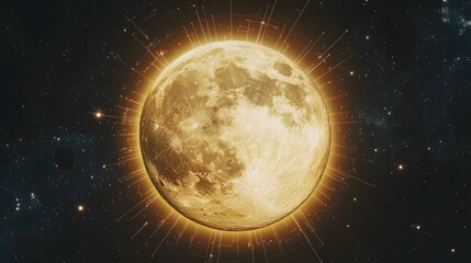 Celestial chart under a bright full moon