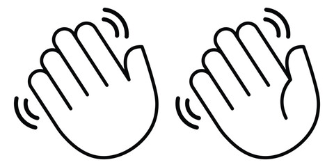 Obraz premium Wave hand line icon. Waving hand icon vector illustration.