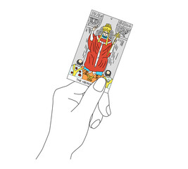 教皇のカード：タロットカードを差し出す手