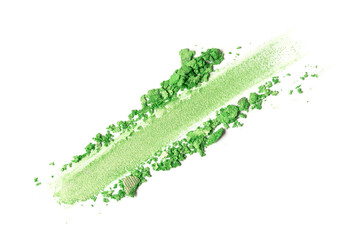 Vibrant crushed green eyeshadow isolated on white background