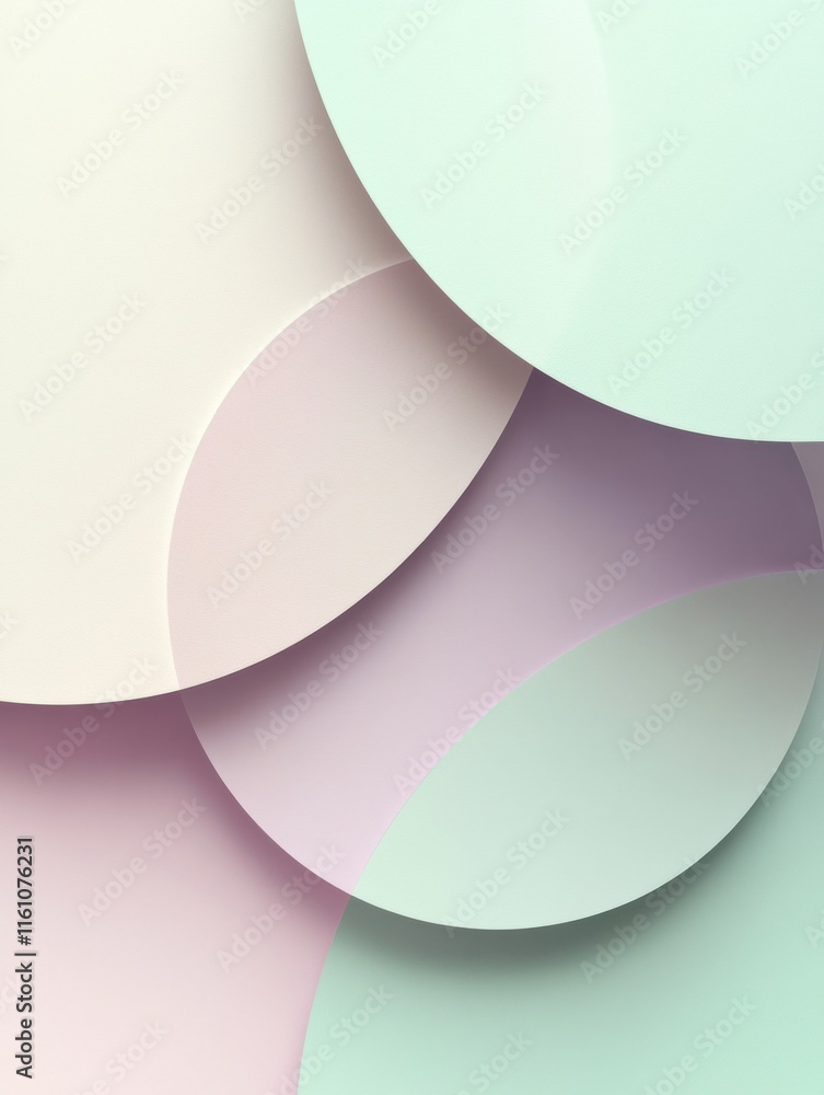 Poster Colorful overlapping circles in pastel tones offering a modern look for copy space and text placement in creative design. Generative AI