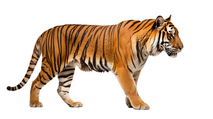 Tiger standing, isolated on transparent background.
