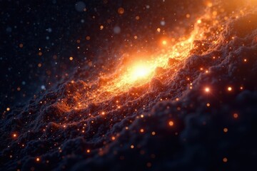 Fototapeta premium Golden star bursts from glittering cosmic dust , galaxy, luxury