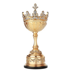 Golden Trophy Isolated On Transparent Background, perfect for award designs, victory celebrations, and sports themed projects