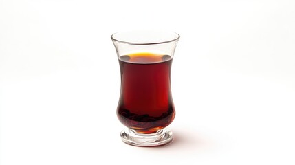 Opium tea elegantly presented in a tall glass showcasing its rich amber hue against a clean white backdrop