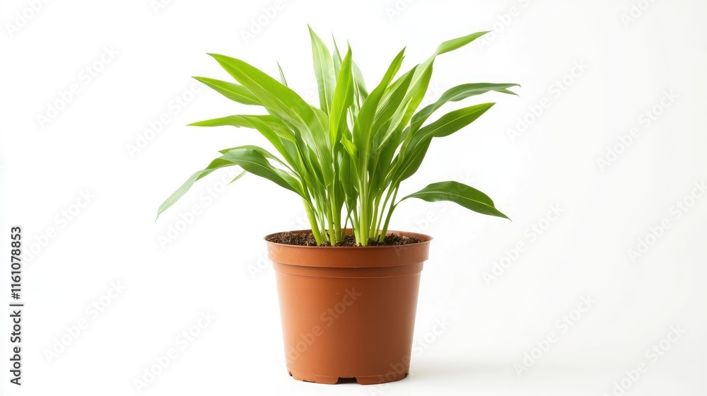 Aufkleber corn plant in brown pot isolated on white background with empty copyspace for text or design element