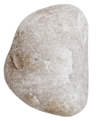 Top view of single gray pebble isolated on white background.