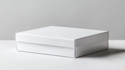 Naklejka premium Elegant White Gift Box on Table Ideal for Weddings and Special Occasions Representing Joy and Blessings