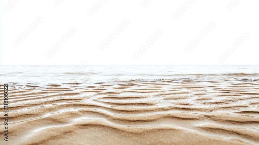 Poster river sand texture with gentle waves and smooth patterns on a tranquil surface isolated against a br