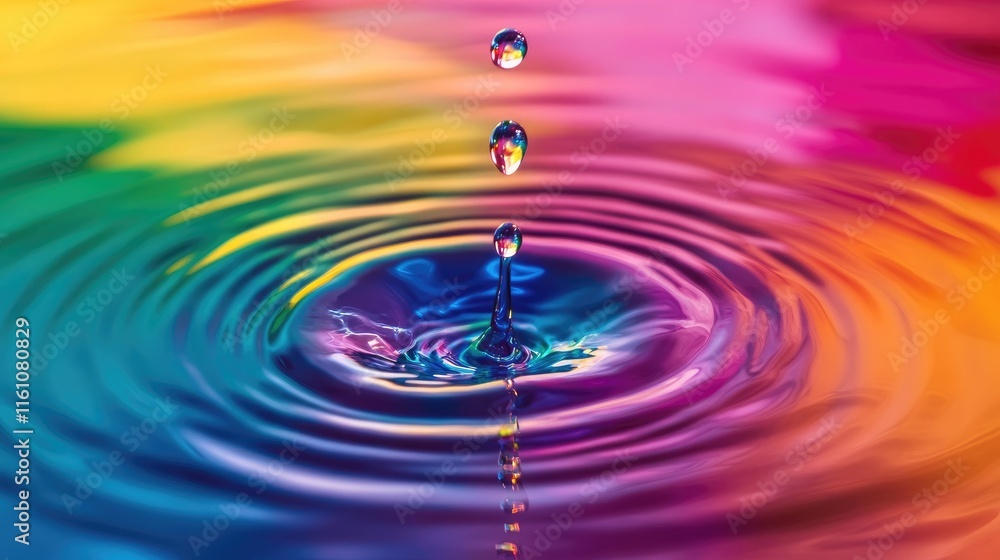 Aufkleber colorful liquid splashes with rainbow tones and prism light reflections creating a mesmerizing abstr