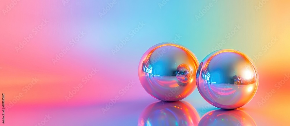 Poster vibrant disco balls with soft lighting and colorful background creating a lively atmosphere for even