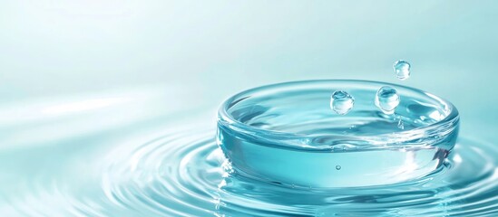 Serum Essence Beauty Aesthetic Water Droplets in Smooth Bowl with Empty Space for Text Background