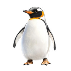 Fototapeta premium Emperor Penguin Portrait: An adorable and majestic Emperor penguin stands tall, its black and white plumage contrasting against a clean backdrop.