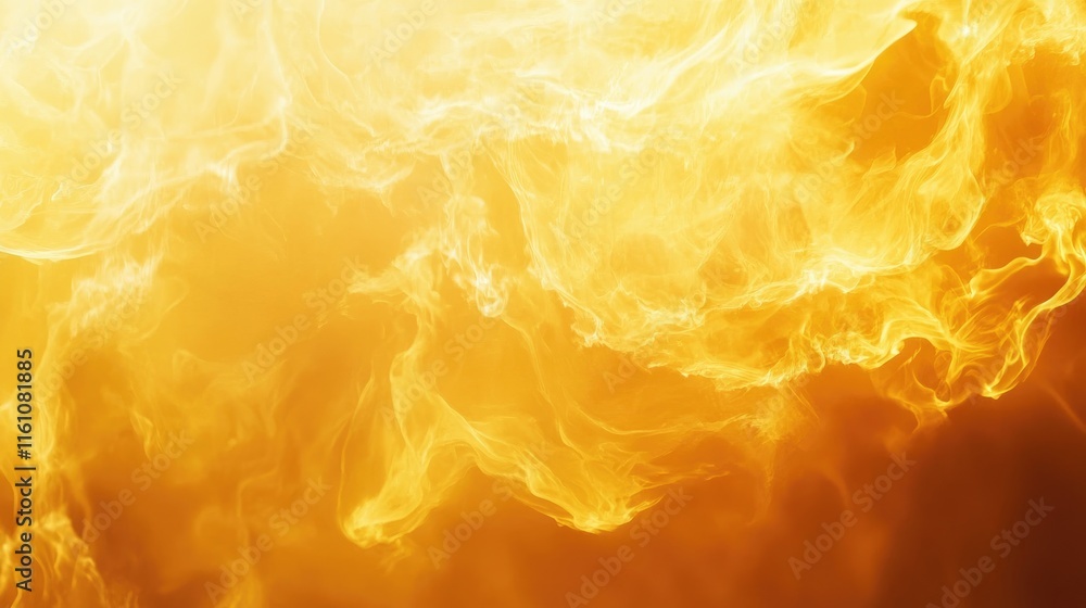 Poster vibrant yellow fire flames abstract background with soft glow and ample copy space for text or graph
