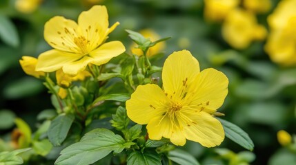 Fototapeta premium Vibrant Yellow Flower Goldsturm in Full Bloom Showcasing Summer Beauty in a Lush Green Setting