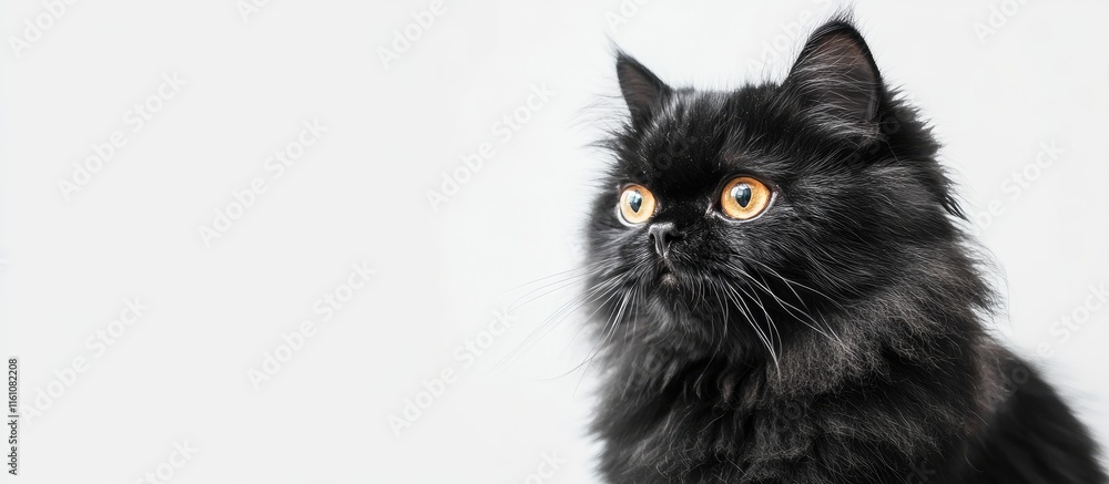 Aufkleber persian black cat portrait on white background with ample space for customized text or design elemen