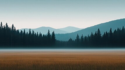 Fototapeta premium Calm sunrise over a vast field, symbolizing renewal and clarity in purpose