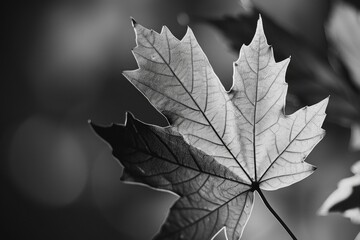 An intricately detailed maple leaf from autumn, capturing the essence of natural seasonal changes.