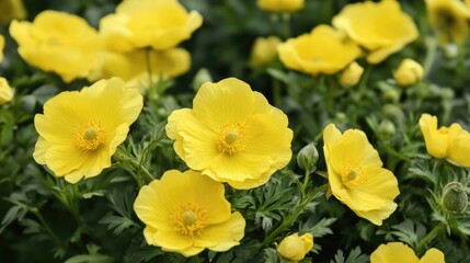 Vibrant yellow flowering plant showcasing bright petals in a lush garden setting.