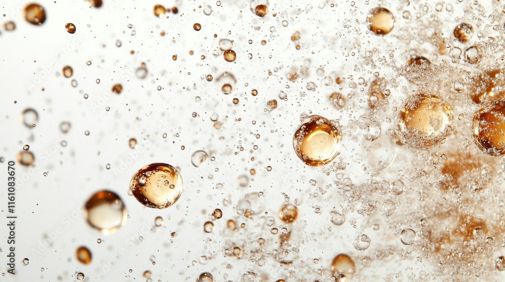 Poster a close-up of bubbles rising in a liquid showcasing their texture and movement creating an abstract 