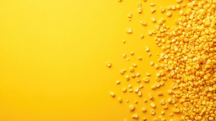 Minimalist Yellow Background with Corn Kernels Ideal for Food Marketing or Recipe Template Blank Copyspace Design