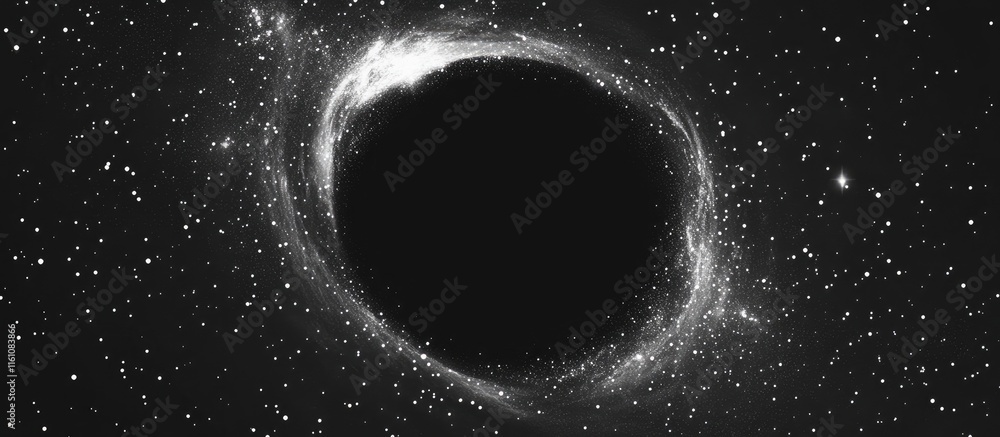 Aufkleber wormhole in space with stars absorption dark void and blank space for custom text or titles