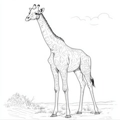 Fototapeta premium Giraffe coloring page