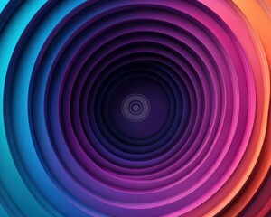 Obraz premium Abstract concentric circles glowing with vibrant colors, symbolizing focus and life s journey