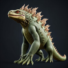 Fototapeta premium Fantasy Lizard Creature, Perfect for Sci-Fi or Fantasy Projects. A detailed 3D rendering of a large, mythical lizard-like creature.