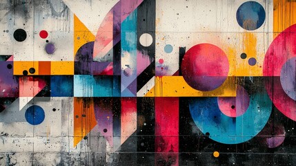 Abstract Geometric Urban Wall Art Mural Design