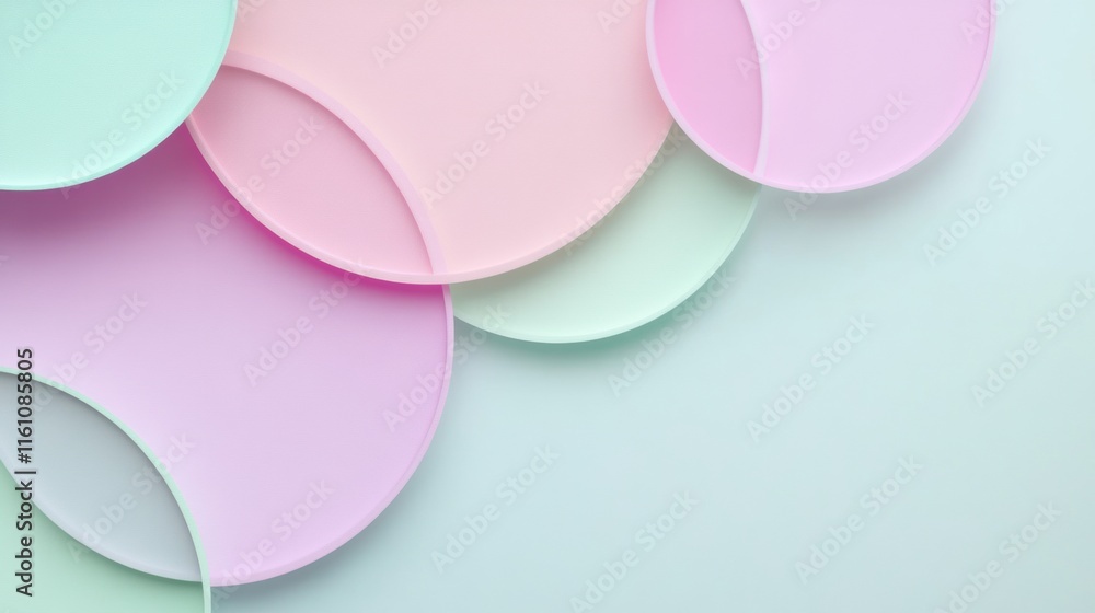 Leinwandbilder soft pastel circles overlapping in a delicate arrangement with ample space for creative text placeme
