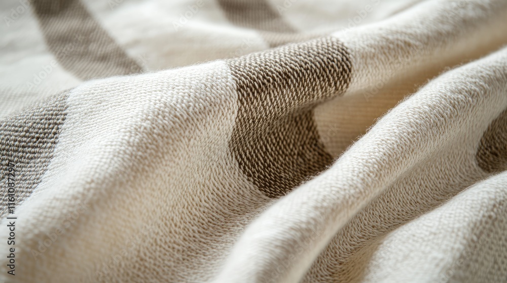 Poster striped cotton fabric texture in natural light displaying smooth surface and subtle color contrast