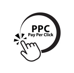 pay per click sign on white background	