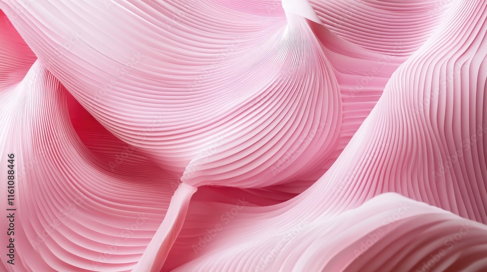 Poster wavy pink fabric texture with layered stripes creating a soft and elegant background for design proj