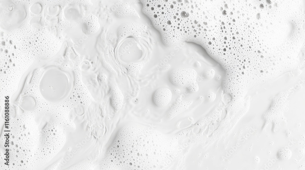 Poster textured white background with soap bubbles creating an abstract and serene surface for design and c