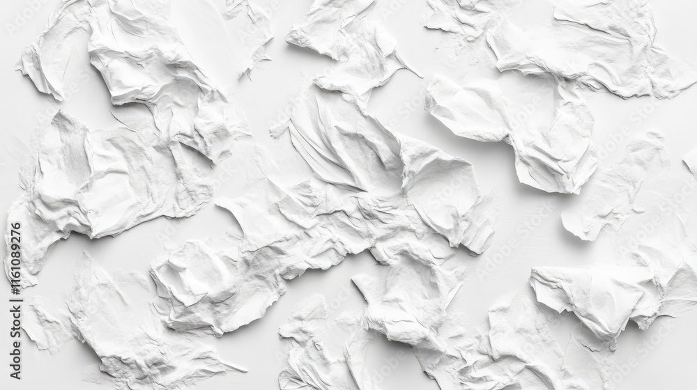 Poster crumpled white paper texture background for design and creative projects. ideal for mockups, present