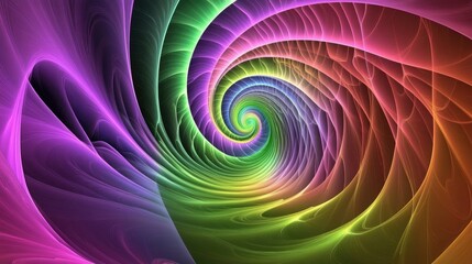 Obraz premium Abstract rainbow spiral fractal art.