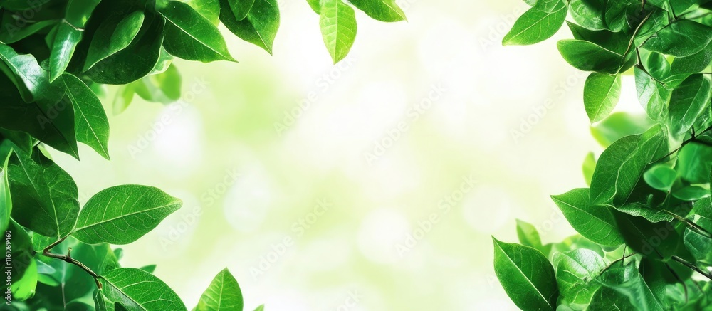 Aufkleber green leaf frame with blurred background for text space promoting renewable resources and energy con