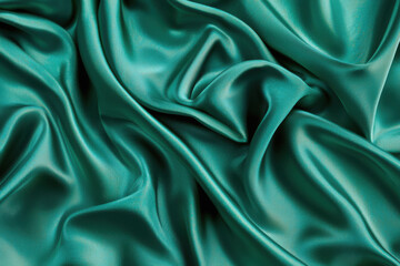 Obraz premium Emerald Green Satin Fabric Close-Up