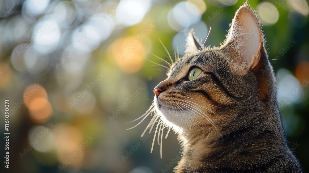 Aufkleber graceful cat portrait basking in natural light with bokeh background showcasing serene expression an