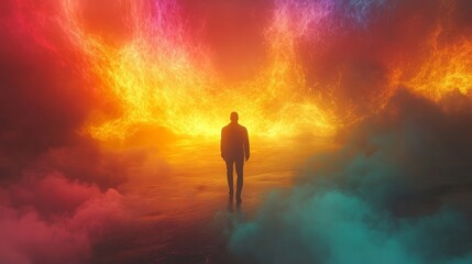 surreal dreamworlds pulse through radiant, ethereal cosmic landscapes., Generative AI