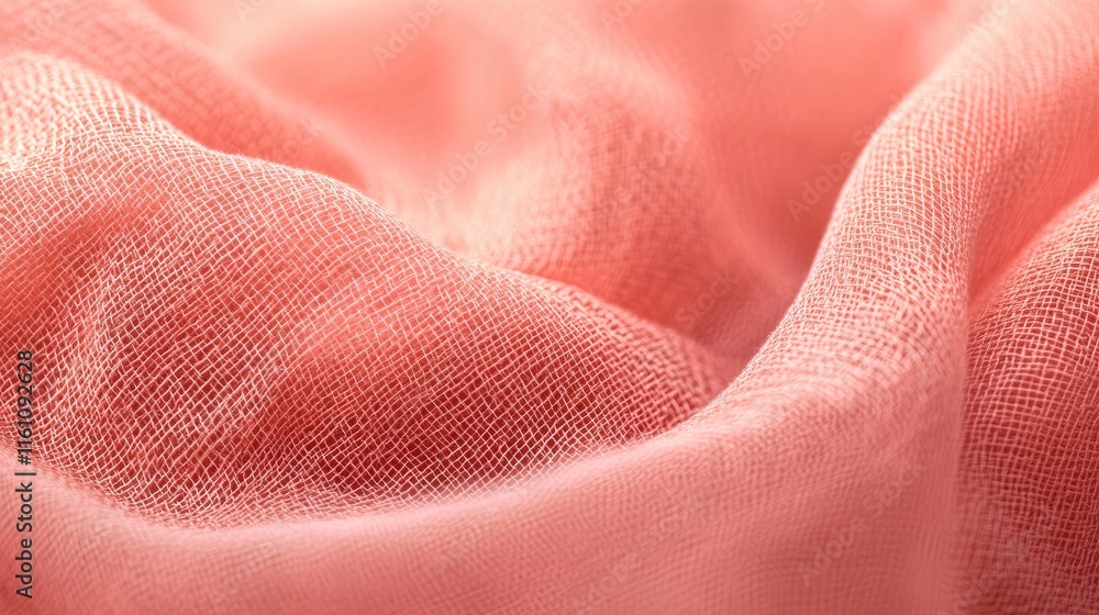 Poster coral hue textile texture background for design projects or ads with soft focus and empty copyspace