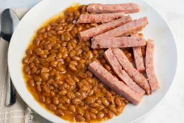 baked  beans along with  spam fries