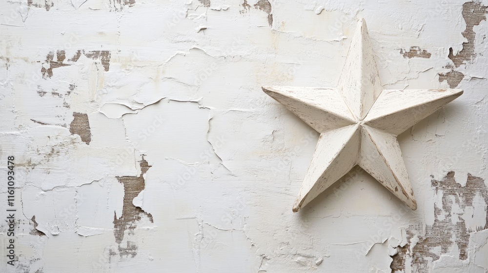 Aufkleber textured white background featuring a rustic wooden star element for unique decor and design use