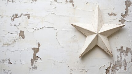 Textured White Background Featuring a Rustic Wooden Star Element for Unique Decor and Design Use