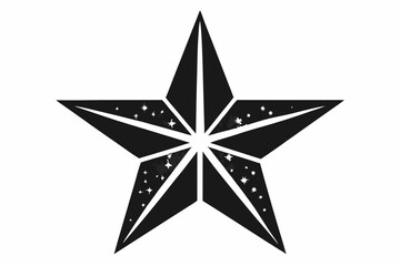 Glittering Star Icon - Black Silhouette Vector On White Background.