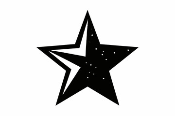 Glittering Star Icon - Black Silhouette Vector On White Background.