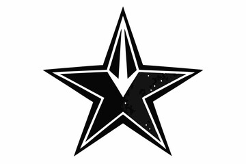 Obraz premium Glittering Star Icon - Black Silhouette Vector On White Background.