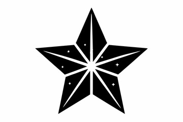 Glittering Star Icon - Black Silhouette Vector On White Background.